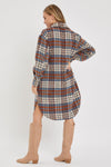 Brushed Plaid Long Shacket