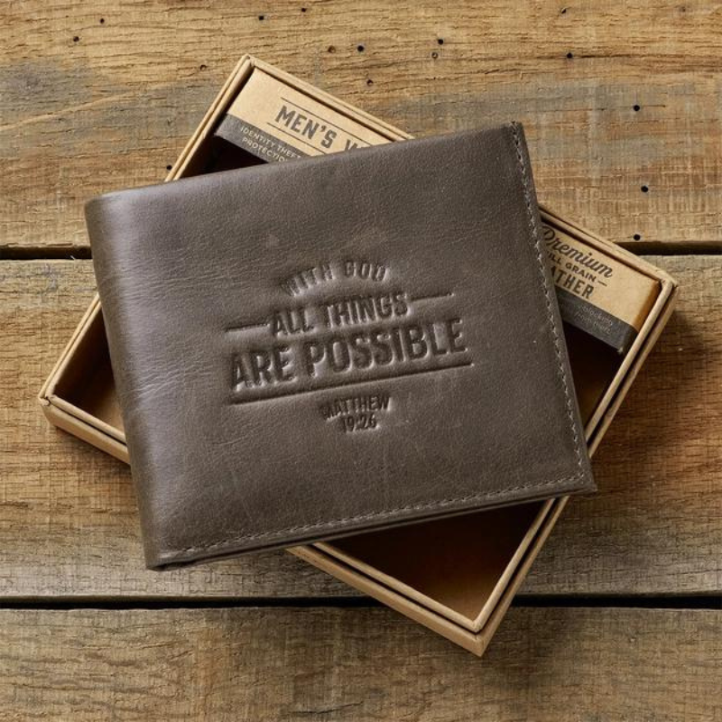 With God Men's Leather Wallet