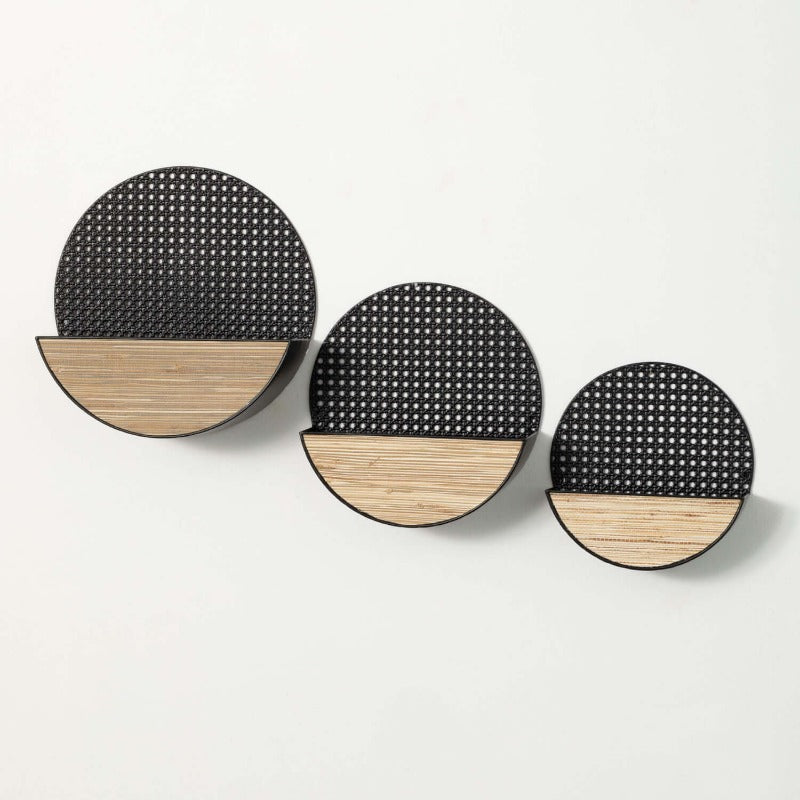Black Rattan Wall Pocket
