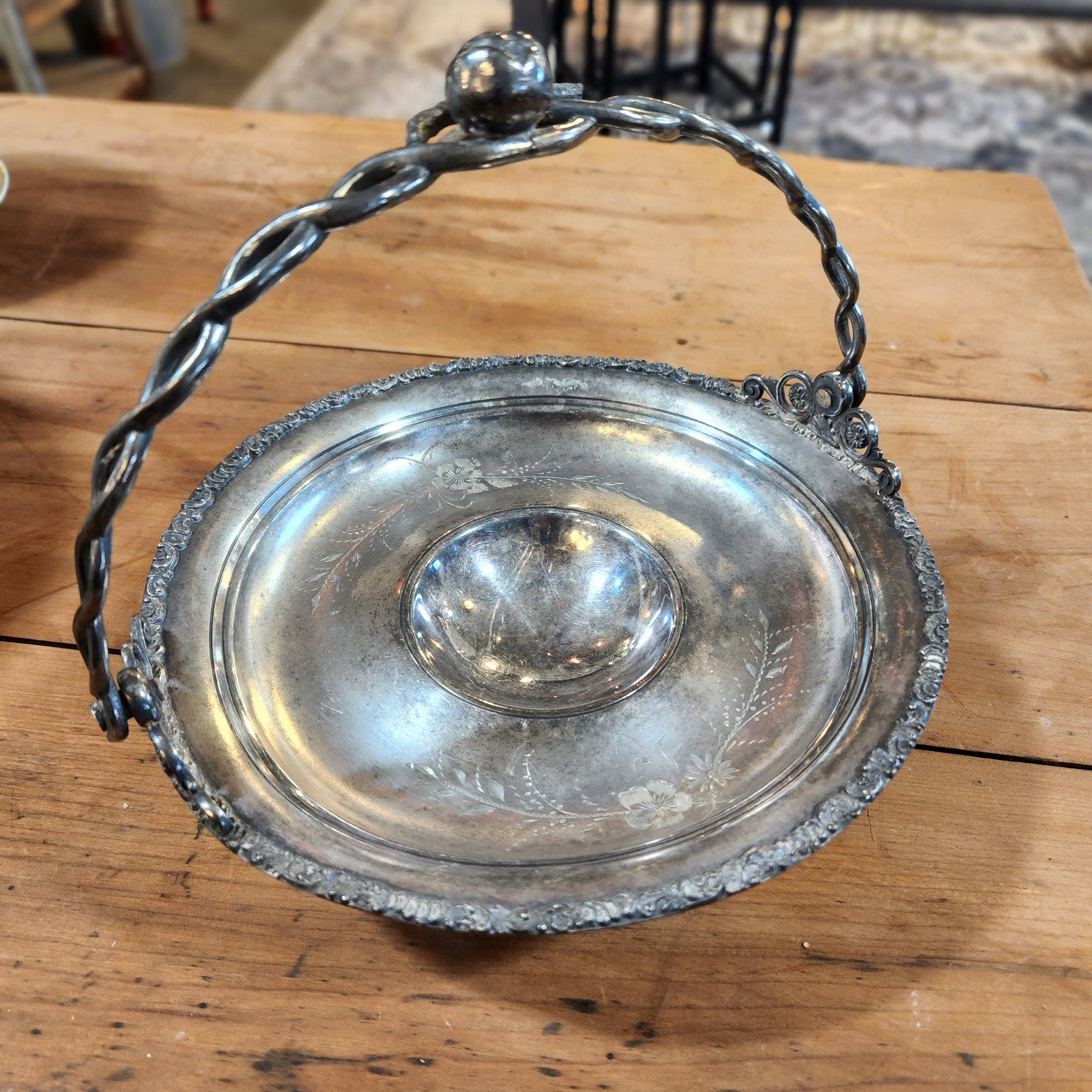 Antique Silver Bridal Basket