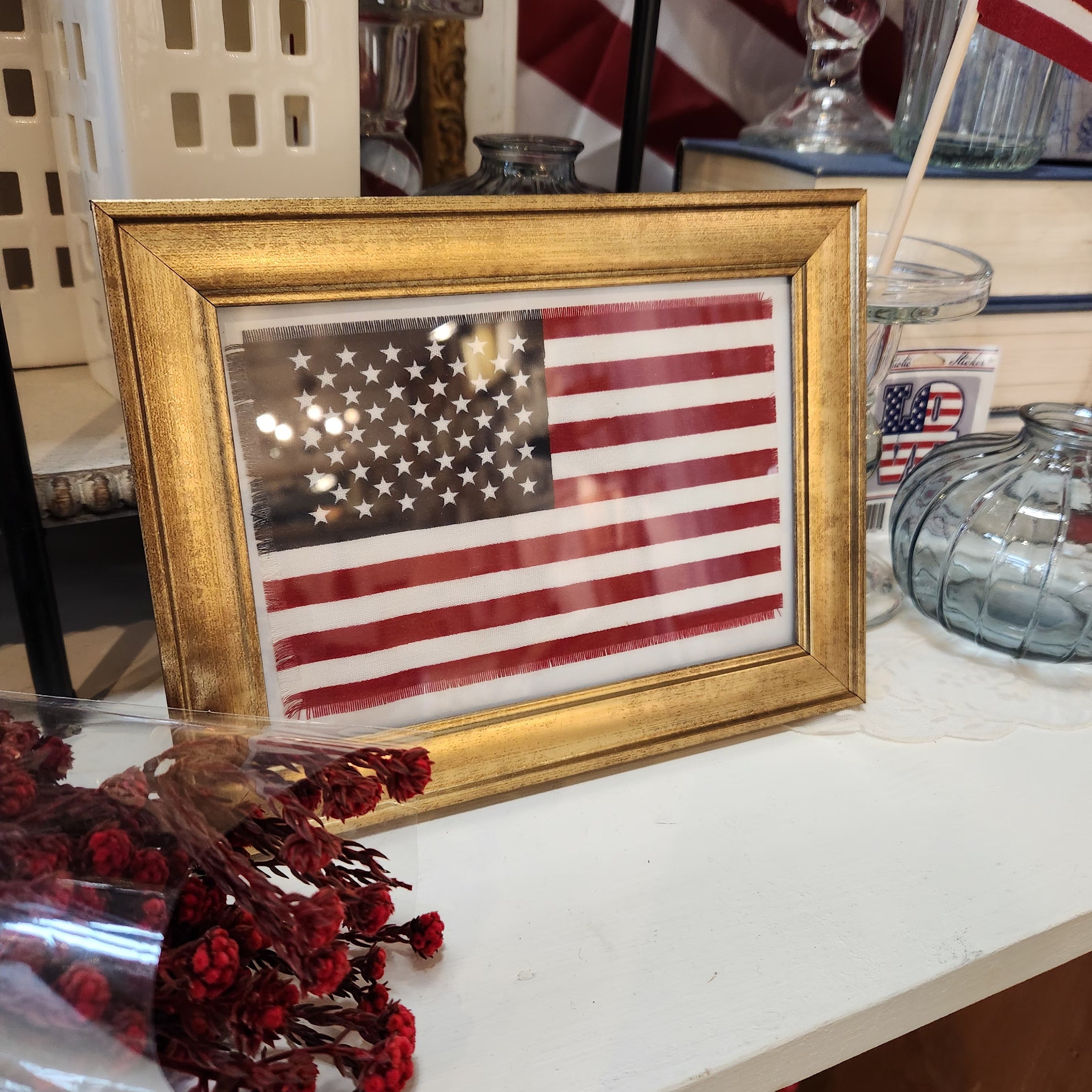 Gold Framed American Flag