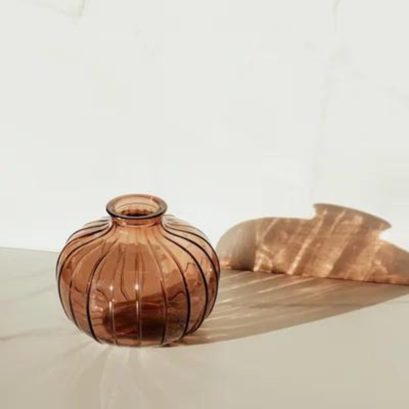 Round Amber Glass Vase