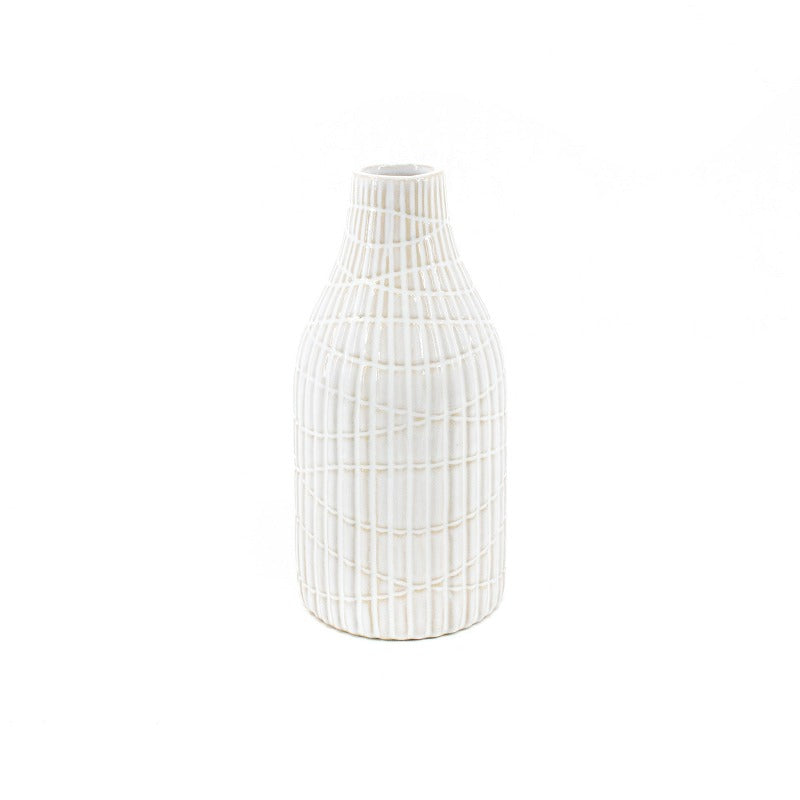 Skinny White Line Vase