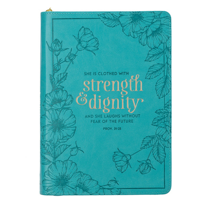 Strength & Dignity Teal Zipper Journal