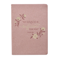 Sufficient Grace Rose Faux Leather Journal
