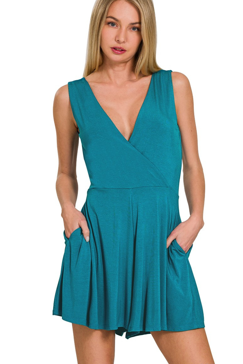 Surplice Sleeveless Romper