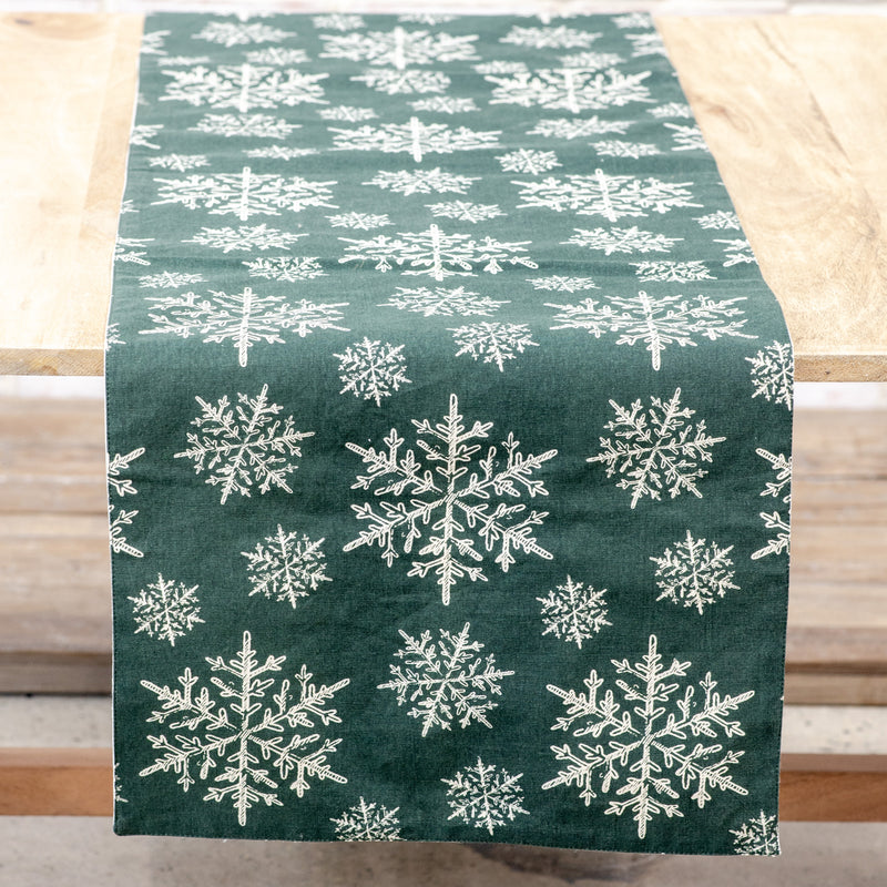 Green Snowflake Table Linen