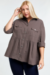 button-down-long-sleeve-babydoll-shirt-jacket-mink-brown-plus