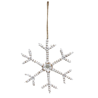 Wood Beaded Snowflake