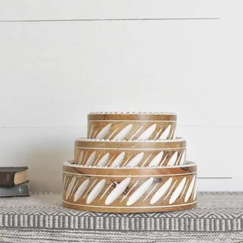 Side Stripe Wood Bowl