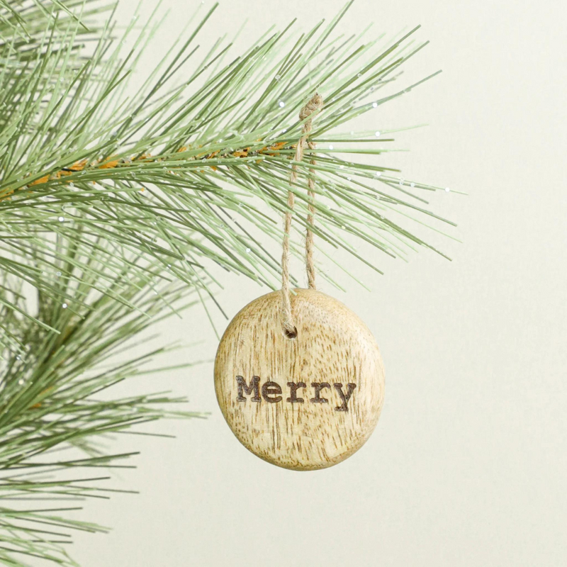 Wood Merry Ornament