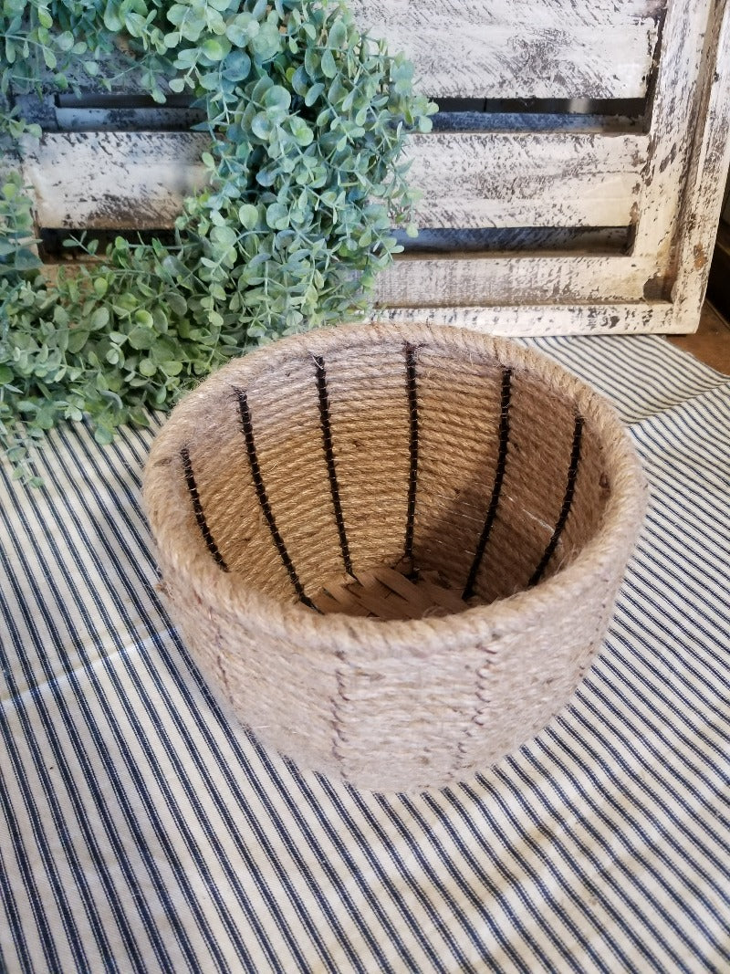 small round twine basket