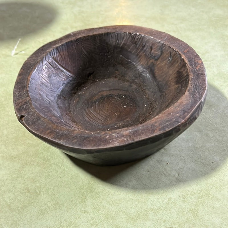 small round wood bowl