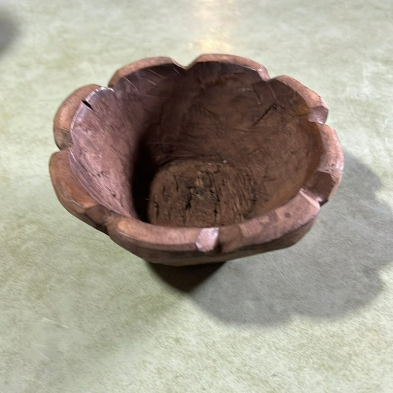 small wood flower shaped bowl