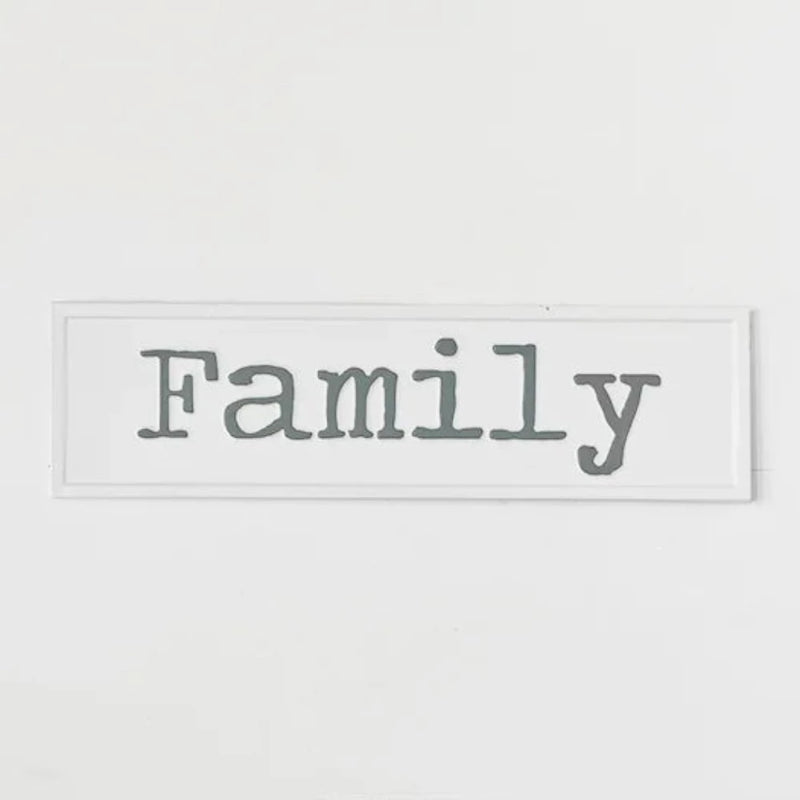 White Tin Family Sign